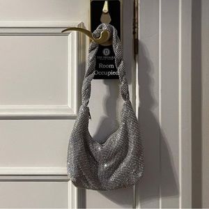 🆕ZARA SILVER SPARKLY MESH BRAIDED SHOULDER BAG BLOGGER FAV